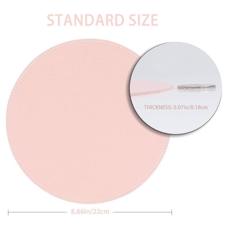 YSAGi 2 Pack Ultra Thin Waterproof PU Leather Mouse Pad,Stitched Edges,Works for Computers, Laptop,All Types of Mouse pad, Office/Home(8.66'', 2 Pack, Pink) - Image 3